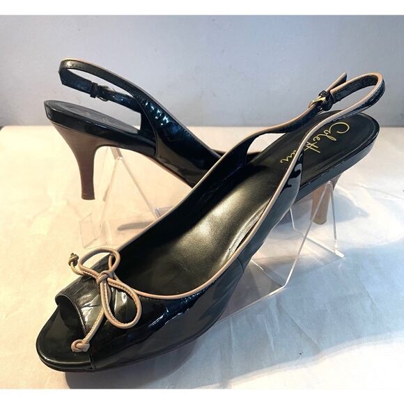 Cole Haan Air Talia Otbow black patent women's size 10.5 Medium peep toe shoe - Picture 2 of 11